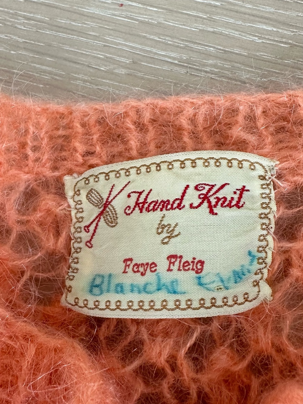 Textured Orange Pearl-Button Knit Cardigan - Picture 5 of 7